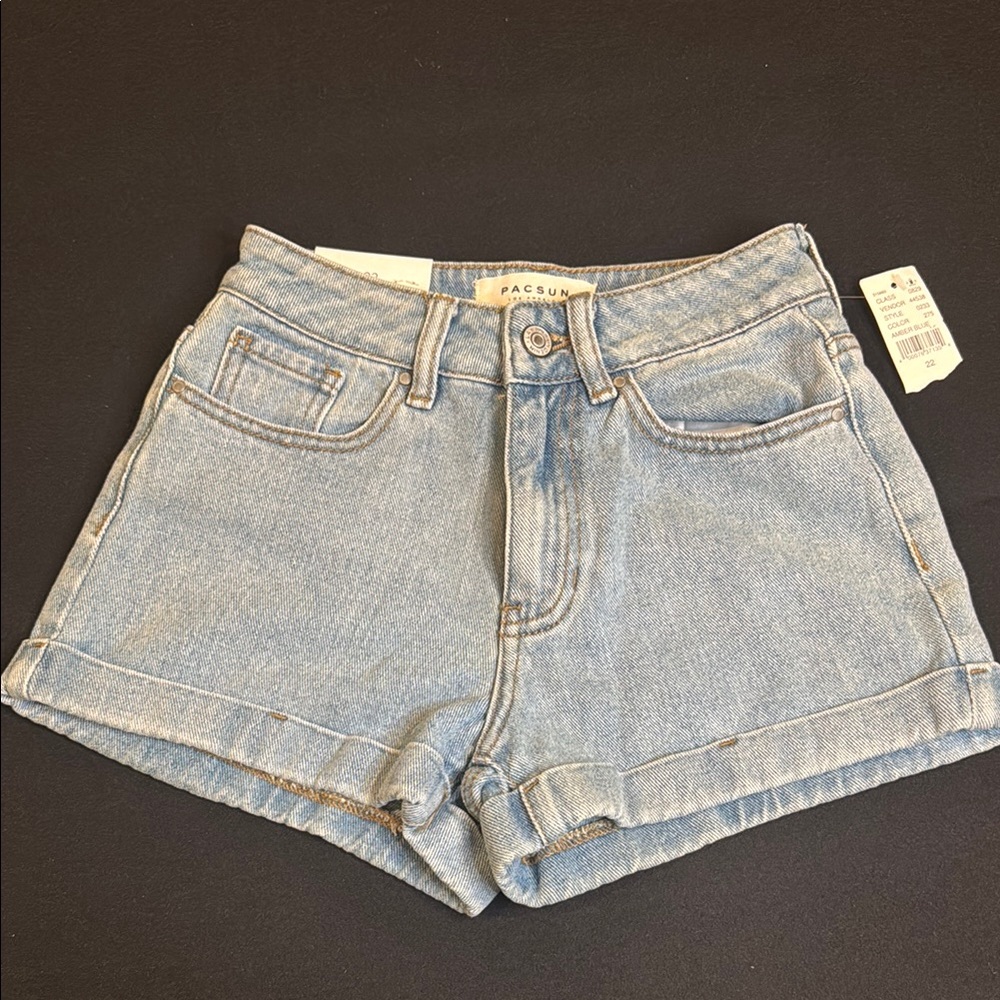 PacSun Women's Light Blue Amber Blue Denim Mom Shorts- Size 22